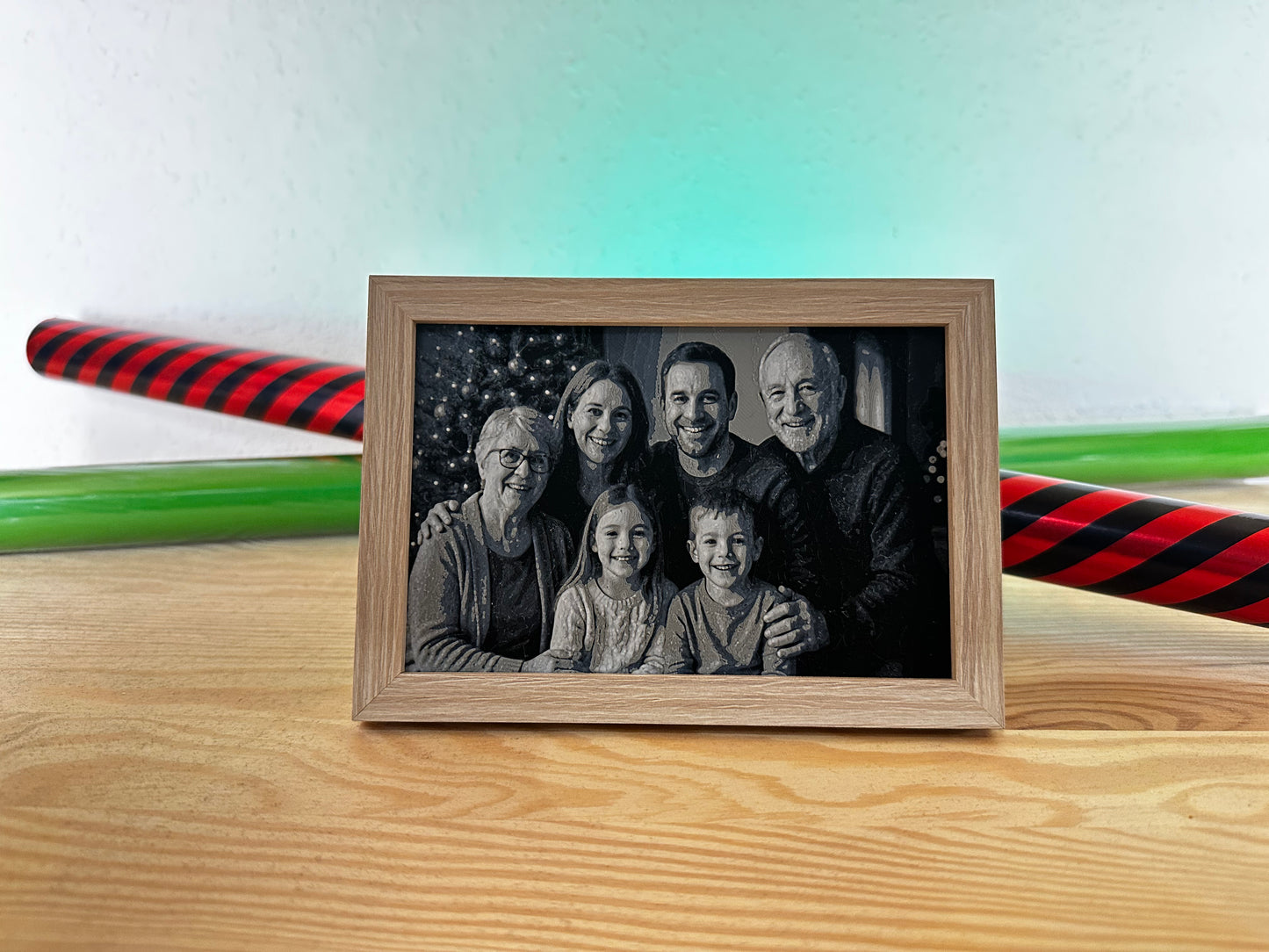 Dein Bild in 3D gedruckt – mit Rahmen in Kieferdekor, Weiß oder Schwarzbraun